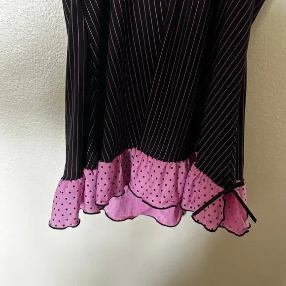 Y2k pink and black pinstripe coquette baby doll 35b - Picture 4 of 6